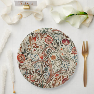William Morris art design floral paper plates