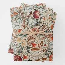 William Morris art floral colourful wrapping paper