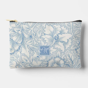 William Morris, Art Nouveau Blue Acanthus Monogram Accessory Pouch