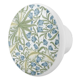 William Morris - Art Nouveau Blue Bellflowers Ceramic Knob