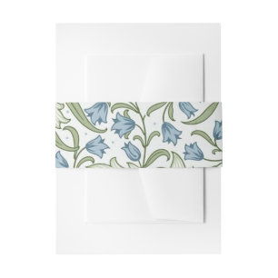 William Morris - Art Nouveau Blue Bellflowers Invitation Belly Band