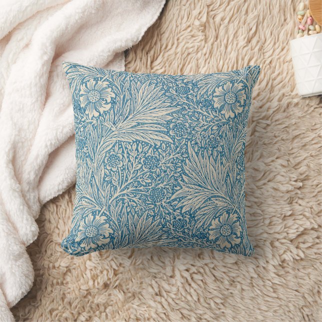William Morris - Art Nouveau Blue Marigold Cushion (Blanket)