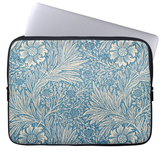 William Morris - Art Nouveau Blue Marigold Laptop Sleeve (Front)
