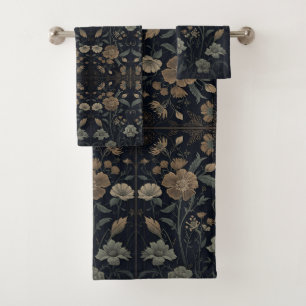 William Morris Art Nouveau Dark Aesthetic floral  Bath Towel Set