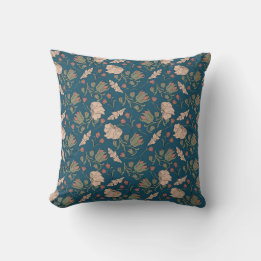 William Morris art nouveau floral tendrils blue Cushion