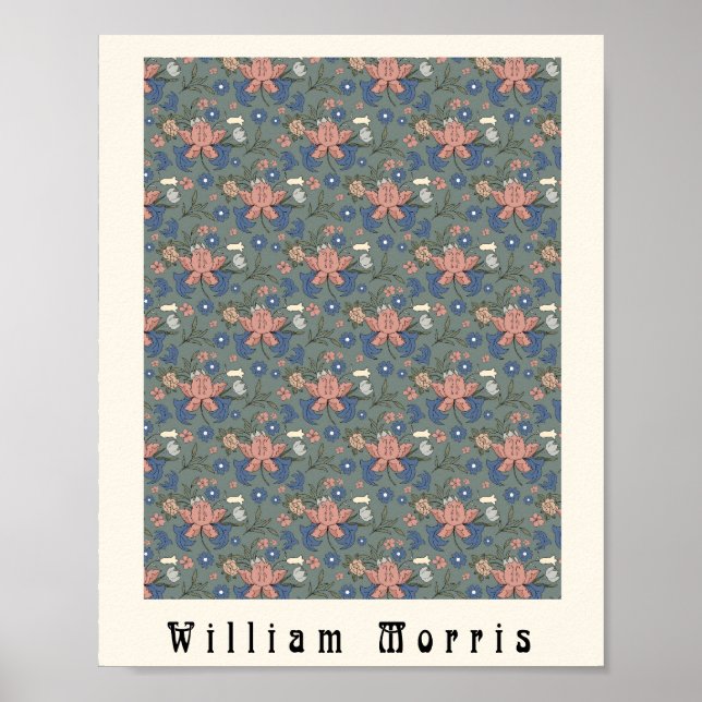 William Morris art nouveau flower design green Poster (Front)