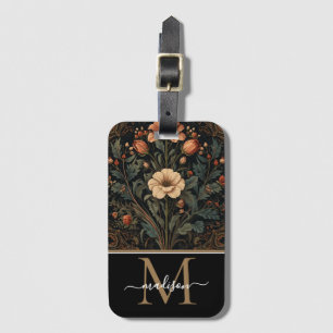 William Morris Art Nouveau Monogram floral Luggage Tag