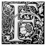 William Morris Art Nouveau Monogrammed Letter F Tile<br><div class="desc">Art Nouveau monogrammed tile designs by William Morris are the prefect arts and craft touch to add to your antique fireplace,
These initial tiles come in all the letters of the alphabet and are the prefect vintage floral.</div>