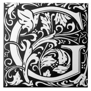 William Morris Art Nouveau Monogrammed Letter G Tile