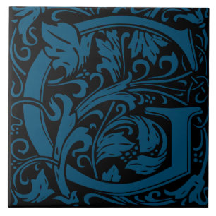 William Morris Art Nouveau Monogrammed Letter G Tile