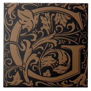 William Morris Art Nouveau Monogrammed Letter G Tile