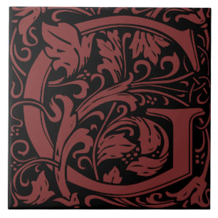 William Morris Art Nouveau Monogrammed Letter G Tile