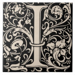 William Morris Art Nouveau Monogrammed Letter I Tile<br><div class="desc">Art Nouveau monogrammed tile designs by William Morris are the prefect arts and craft touch to add to your antique fireplace,   
These initial tiles come in all the letters of the alphabet and are the prefect vintage floral.</div>