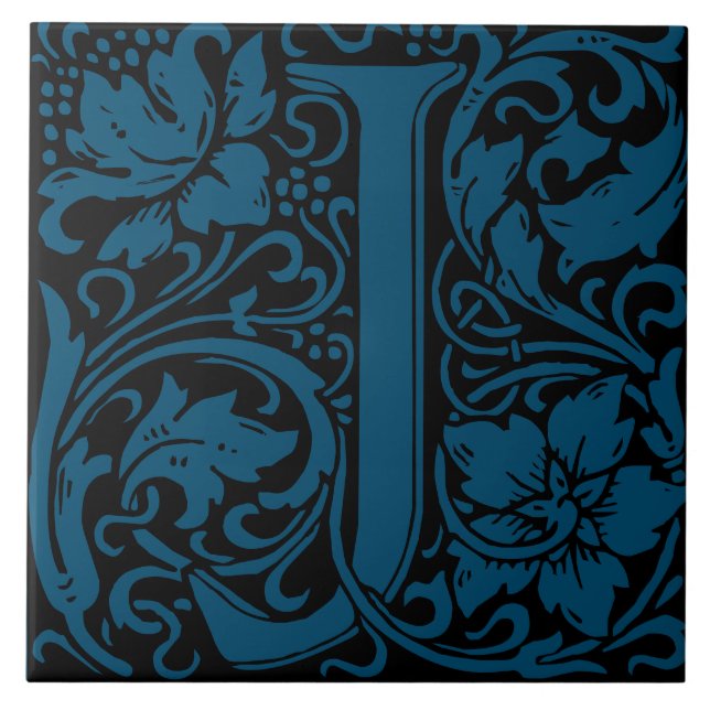 William Morris Art Nouveau Monogrammed Letter J Tile (Front)