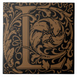 William Morris Art Nouveau Monogrammed Letter L Tile<br><div class="desc">Art Nouveau monogrammed tile designs by William Morris are the prefect arts and craft touch to add to your antique fireplace,
These initial tiles come in all the letters of the alphabet and are the prefect vintage floral.</div>