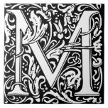 William Morris Art Nouveau Monogrammed Letter M Tile<br><div class="desc">Art Nouveau monogrammed tile designs by William Morris are the prefect arts and craft touch to add to your antique fireplace,   
These initial tiles come in all the letters of the alphabet and are the prefect vintage floral.</div>