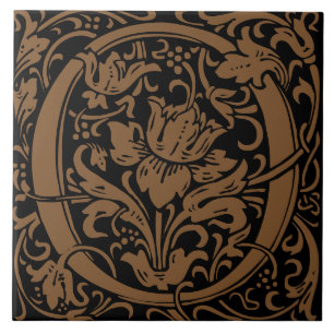 William Morris Art Nouveau Monogrammed Letter O Tile