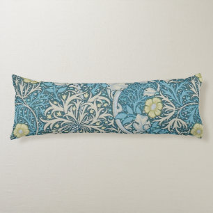 William Morris,art nouveau pattern, seaweed,blue,f Body Cushion
