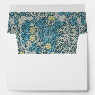 William Morris,art nouveau pattern, seaweed,blue,f Envelope