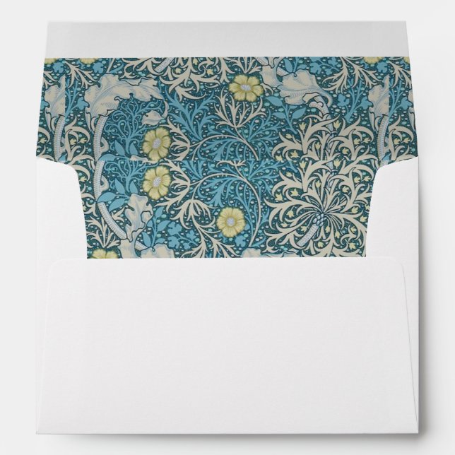 William Morris,art nouveau pattern, seaweed,blue,f Envelope (Back (Bottom))