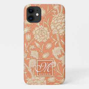 William Morris - Art Nouveau Wild Tulips  Monogram iPhone 11 Case