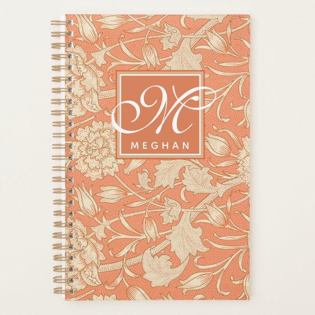 William Morris - Art Nouveau Wild Tulips  Monogram Planner (Front)