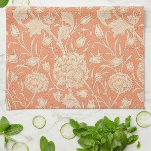 William Morris - Art Nouveau Wild Tulips - Peach Tea Towel