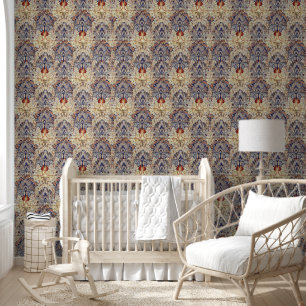 William * Morris Artichoke Blue Beige Burgundy Wallpaper