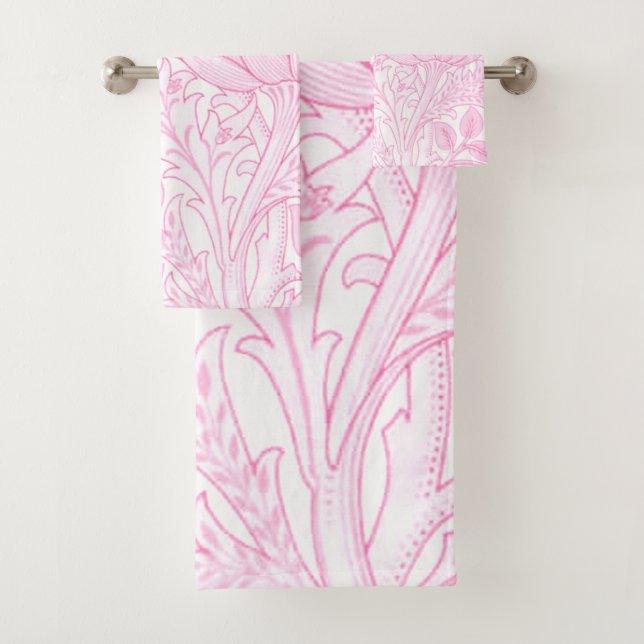 William Morris Artichoke Pale Pink Bath Towel Set (Insitu)