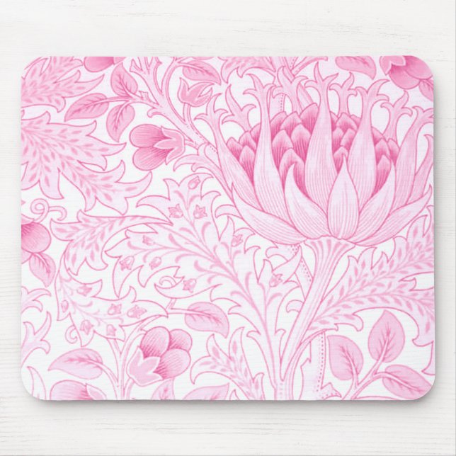William Morris Artichoke Pale Pink Mouse Mat (Front)