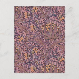 William Morris Artichoke Wine and Gold Postcard