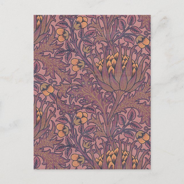 William Morris Artichoke Wine and Gold Postcard (Front)