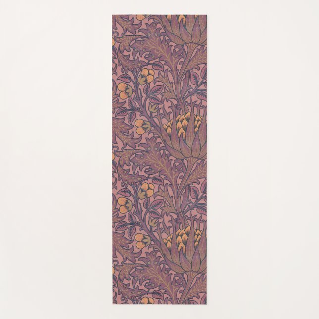 William Morris Artichoke Wine and Gold Yoga Mat (Front)