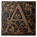 William Morris Arts and Crafts Monogram Letter A Tile<br><div class="desc">Art Nouveau monogrammed tile designs by William Morris are the prefect arts and craft touch to add to your antique fireplace,   
These initial tiles come in all the letters of the alphabet and are the prefect vintage floral.</div>