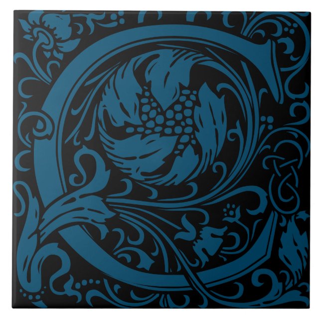 William Morris Arts and Crafts Monogram Letter C Tile (Front)