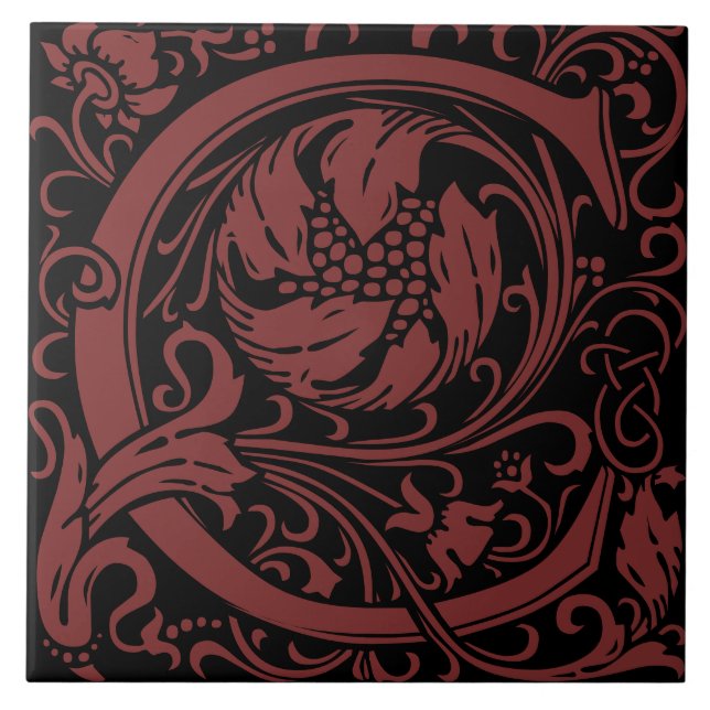 William Morris Arts and Crafts Monogram Letter C Tile (Front)