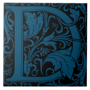William Morris Arts and Crafts Monogram Letter D Tile
