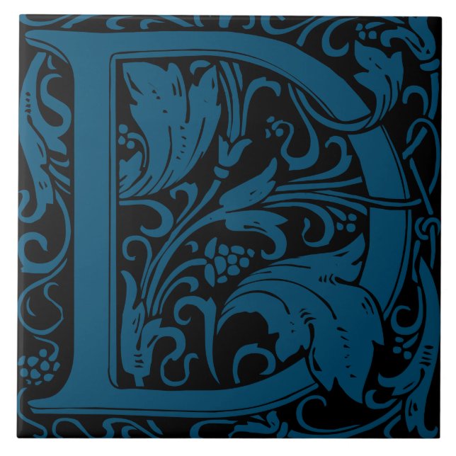 William Morris Arts and Crafts Monogram Letter D Tile (Front)