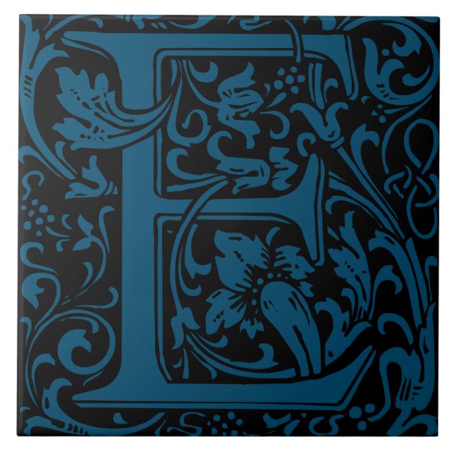 William Morris Arts and Crafts Monogram Letter E Tile (Front)