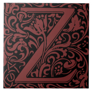 William Morris Arts and Crafts Monogram Letter Z Tile