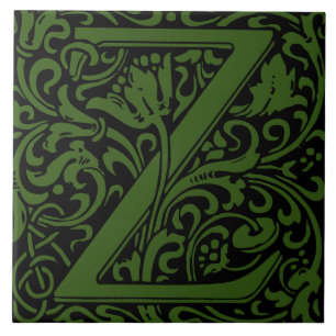 William Morris Arts and Crafts Monogram Letter Z Tile