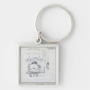 William Morris at his loom, caricature Key Ring