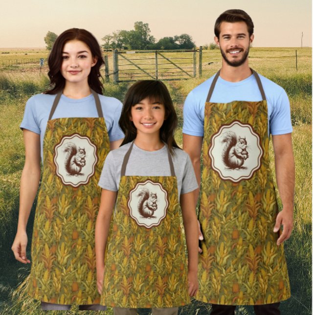 William Morris Autumn Corn Squirrel Retro  Apron (Make it family time!)