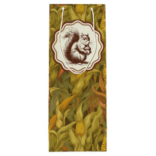 William Morris Autumn Corn Squirrel   Wine Gift Bag