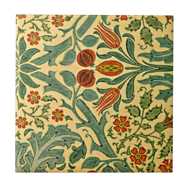William Morris - Autumn Flower pattern Tile (Front)
