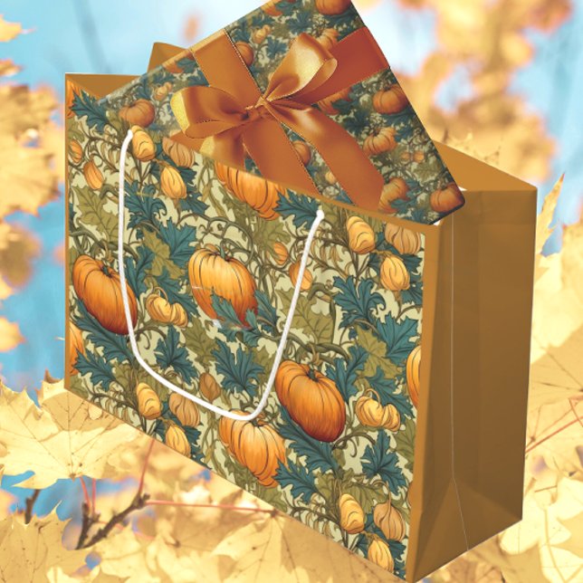 William Morris Autumn Pumpkin Patch Large Gift Bag (Perfect for autumn birthdays!)