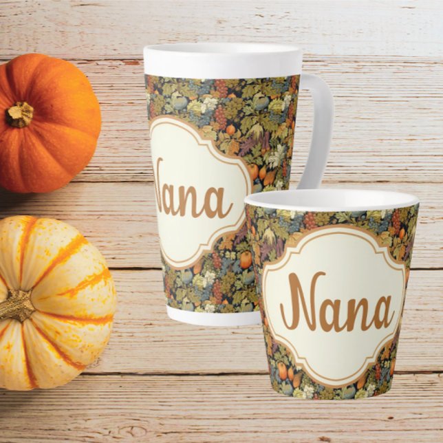 William Morris Autumn Pumpkins Personalised  Latte Mug (Personalize for someone special!)