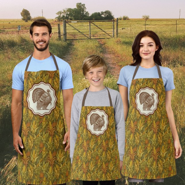 William Morris Autumn Turkey Corn  Apron (William Morris Corn and Turkey for the family!)
