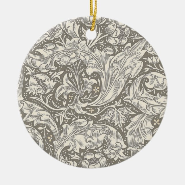William Morris Bachelor's Button antique damask Ceramic Tree Decoration (Front)