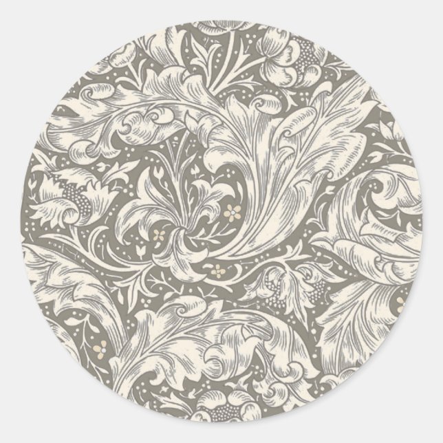 William Morris Bachelor's Button antique damask Classic Round Sticker (Front)